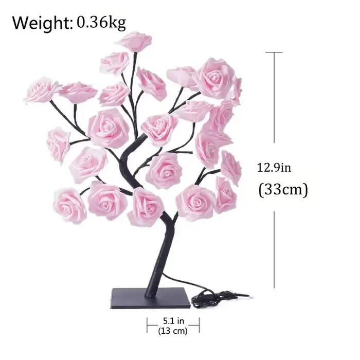 Lampe de Table LED Rose fleur arbre USB veilleuses décoration de la maison LED lampes de Table fêtes