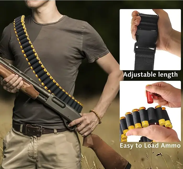 Support de munitions pour chasse en nylon robuste capacité 26/50 tours calibre 12/20 pour chasseurs occasions spéciales