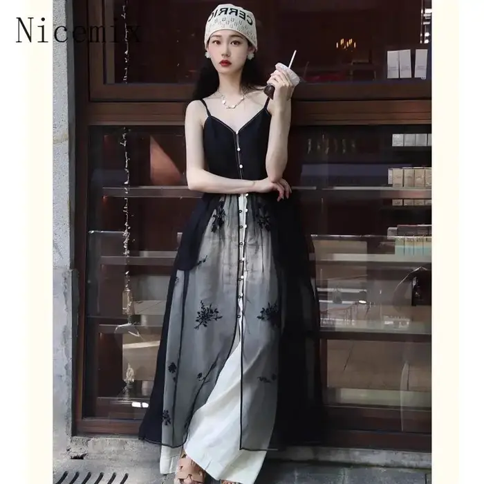 Nicemix – vêtements d'été pour femmes, haut de gamme, élégant, bretelles fines, Camisole, robe longue, pantalon à jambes larges, ensemble deux pièces, tenues pour femmes