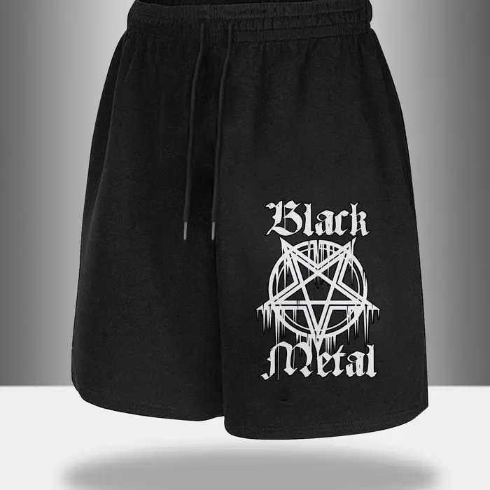 Shorts à motifs en métal noir pour hommes, ceinture à cordon de serrage, pantalons décontractés, vêt