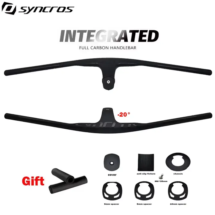 Syncros noir vtt guidon intégré interne en fibre de carbone câble forme tige de guidon-20 degrés cad