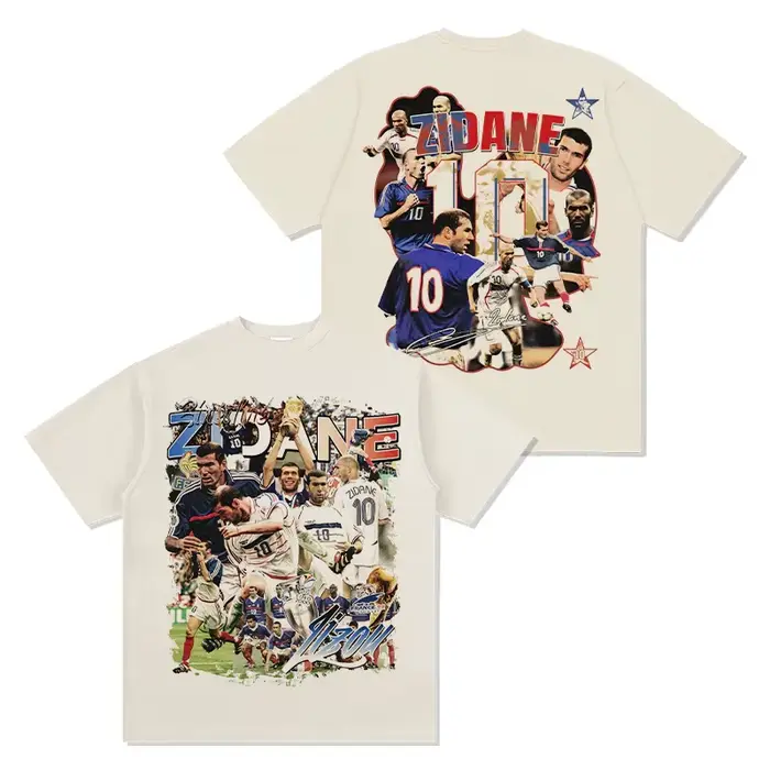 Zidane 100% coton hommes t-shirt football France maillot 1998 champion chemise commémorative été uni