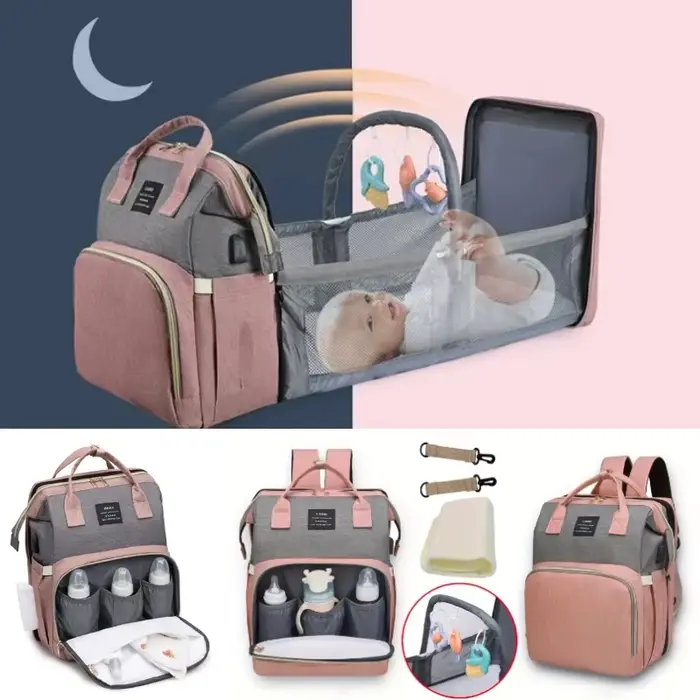 Sac à Dos Pliable et Portable pour Maman, avec Lit CPull, Sangles, Grande Capacité, Sac à Couches AL