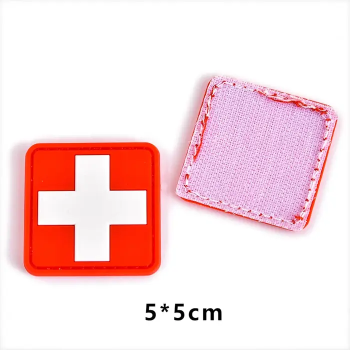 Emblème de croix rouge 3D PVC, Patch tactique, crochet, accessoires de support pour sac à dos extéri