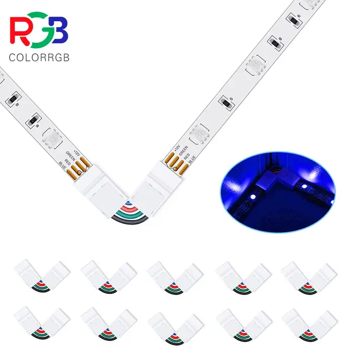 10 pièces connecteurs à 4 broches en forme de L Angle réglable (90-180 degrés) connecteurs de bande 
