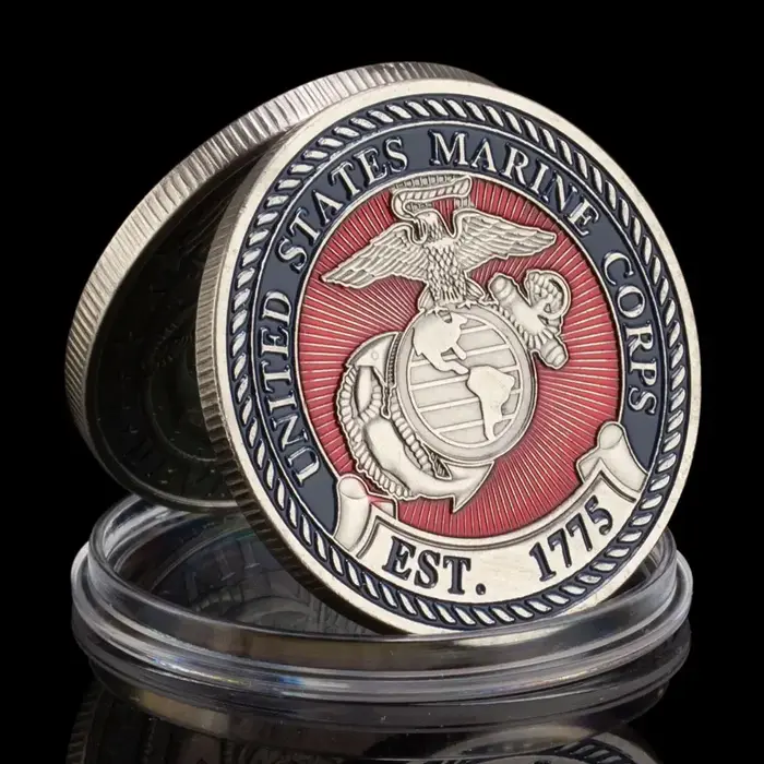 Pièce commémorative du Corps des Marines des états-unis, plaquée argent, Semper Fidelis, crâne de Sn