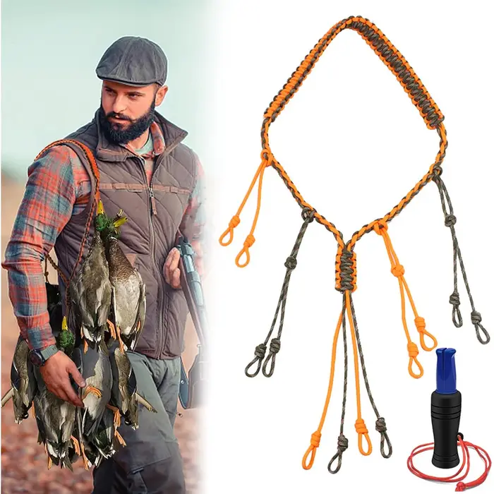Lanière d'appel de canard 12 boucles amovibles - Tressée main pour appeaux - Accessoire de chasse aux oies