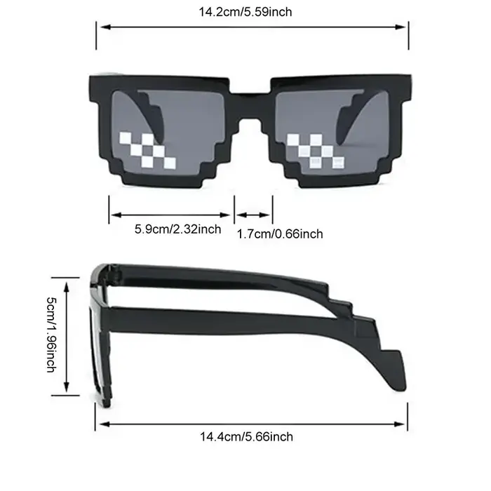 Lunettes de soleil pixel mosaïque fun pour enfants - Style creeper tendance - Nouveauté 2024