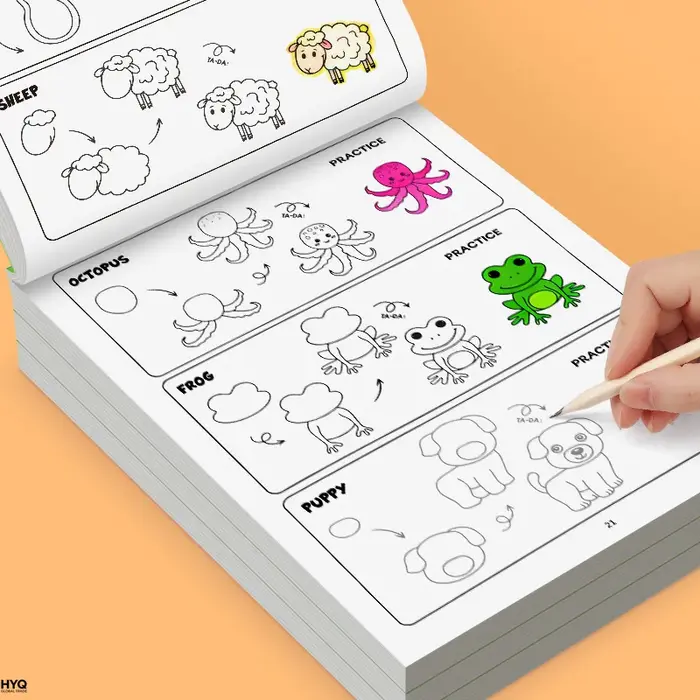 Livre de dessin étape par étape pour apprendre à dessiner des animaux