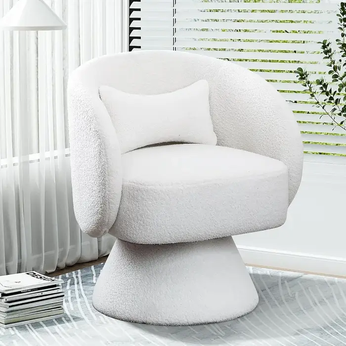 Chaise pivotante en forme de baril, chaises pivotantes rembourrées pour le salon, petit Boucle ronde
