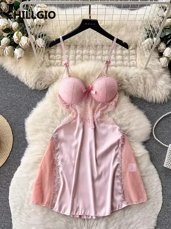 CHILLGIO femmes Sexy dentelle florale Spaghetti sangle robe d'été mode dos nu une ligne été Transpar