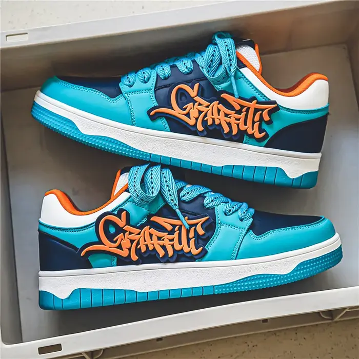 Mode bleu Designer Skateboard chaussures hommes Streetwear Hip hop baskets hommes luxe plate-forme S