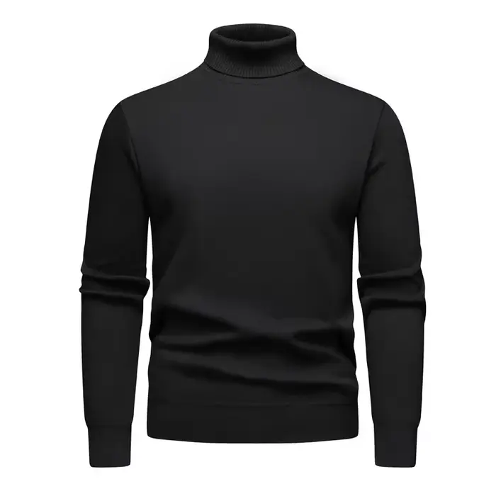 Sweat-shirt à col roulé pour hommes, anti-boulochage, tricoté de haute qualité, coupe cintrée, manch