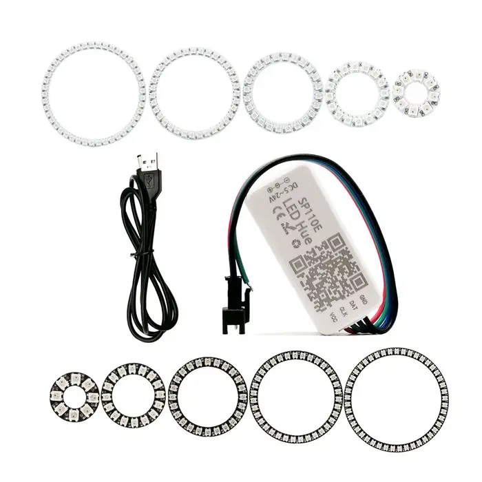 WS2812B Led 8/16/24/35/45Led Pixel SP110E Kit de contrôleur Gyverlamp RGB anneau adressable individu