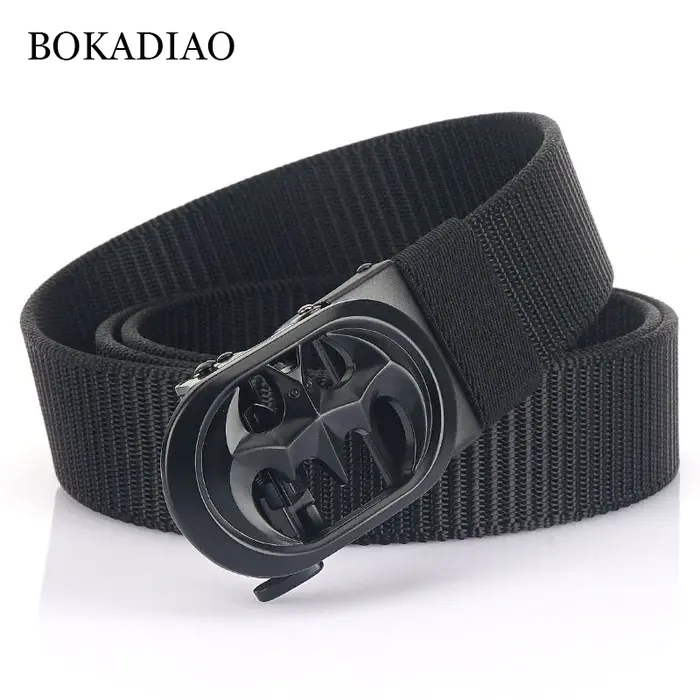 BOKADIAO Ceinture en nylon pour hommes de luxe chauve-souris en métal boucle automatique ceintures e