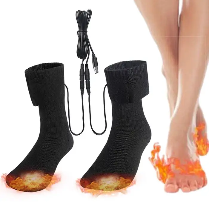 Chaussettes chauffantes électriques USB rechargeables - Température constante pour sports d'hiver et extérieur