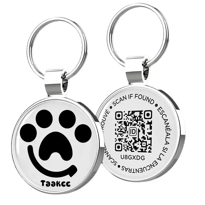 Étiquette pour animaux de compagnie QR ID, étiquette pour chien en métal avec code QR, alertes de nu