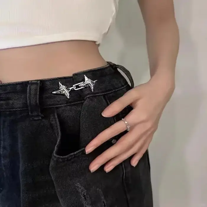 Outil de serrage de la taille en étoile à quatre branches de tempérament, boucle de taille fixe. Bou