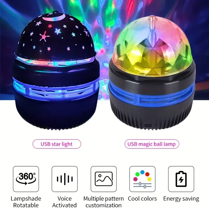LED ciel étoilé lumières chambre veilleuses 5V USB décoration atmosphère projecteur lampe 360 °   Ro