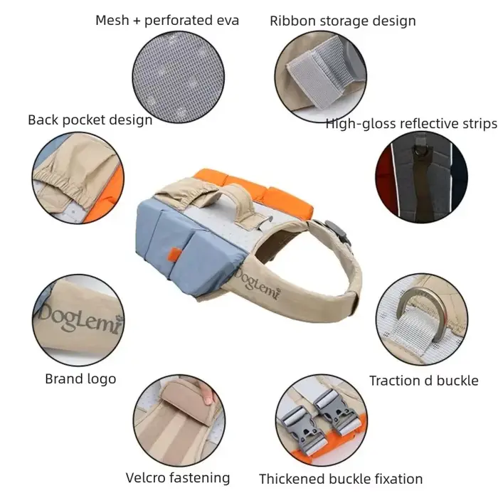 Gilet de sauvetage pour chien avec bandes réfléchissantes