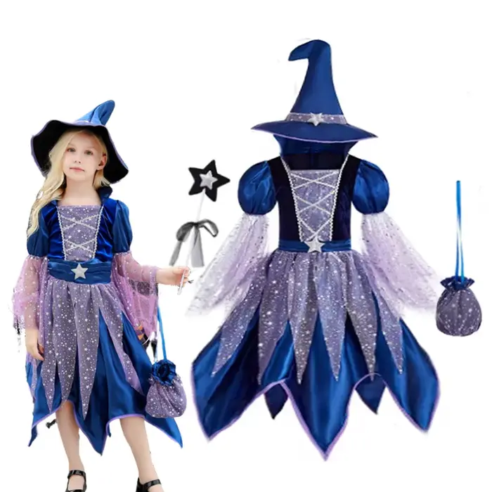 Costumes de fête d'Halloween robe de sorcière pour filles enfants Cosplay carnaval Costume de sorciè