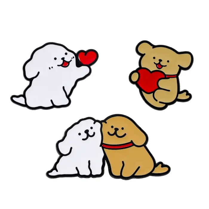 Lot de 3 Broches Amusantes Animaux de Dessin Animé, Épingles Émaillées Chien Mignon, Accessoires de 