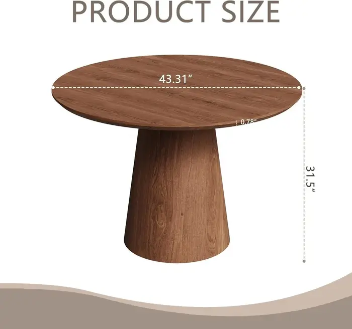 Table à manger ronde en bois pour table de cuisine en bois de ferme de 4 à 6,43 pouces, table de sal