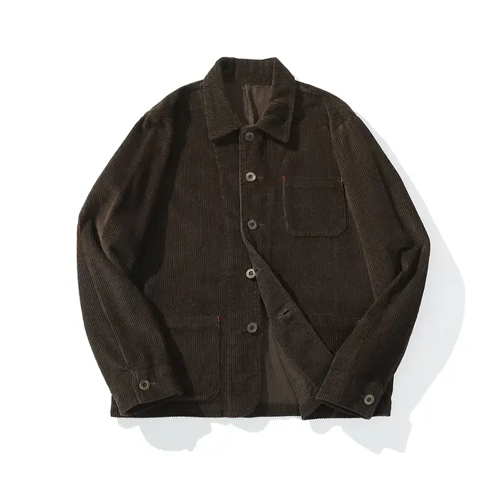 Veste d'outillage rétro française pour hommes, vêtements de travail à revers vintage, monochromatiqu