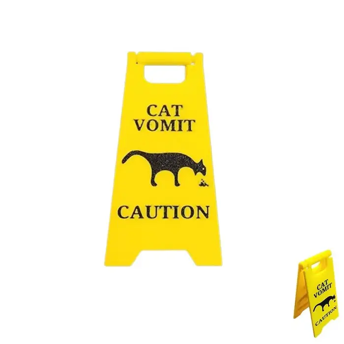 Signe drôle durable de vomi de chat, jaune vif, signe de jardin de chien, cadeau