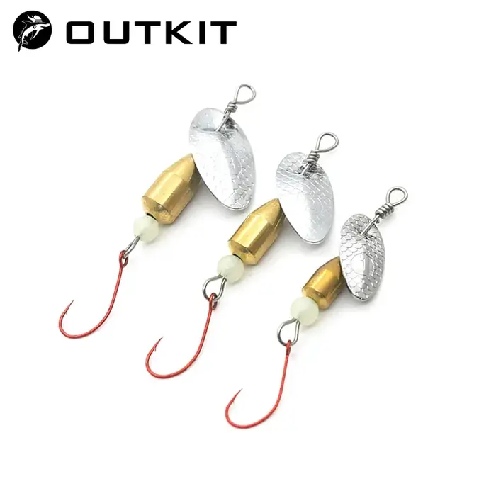 Leurre spinner cuillère métal micro séquins cuivre longue distance pêche bass truite perche brochet rotation