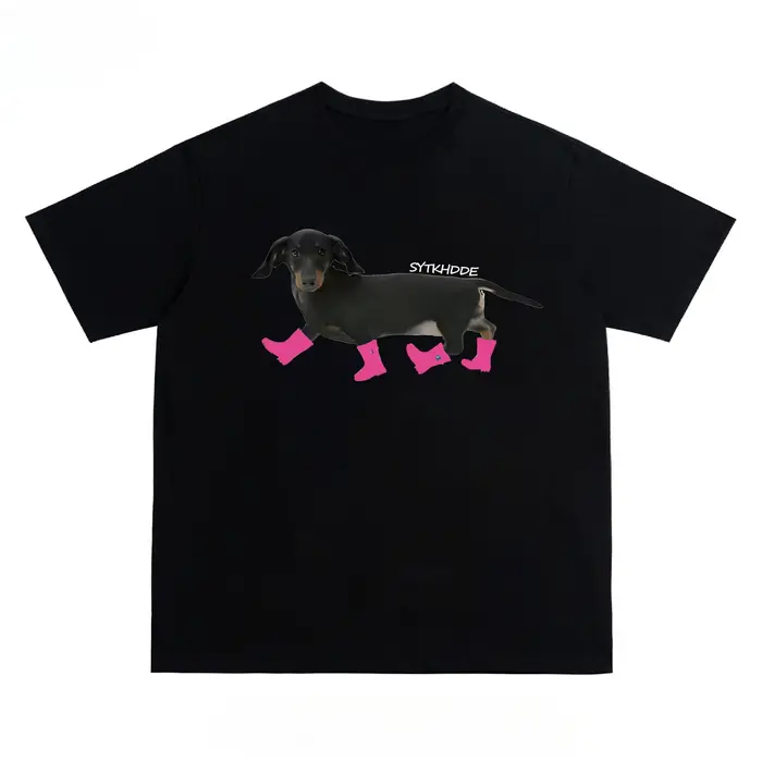 T-shirts à manches courtes pour femmes, Streetwear américain, Style teckel, imprimé chien, Couple de