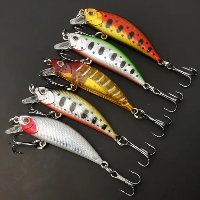 5 pièces Kit de leurres de pêche coulant vairon truite appât artificiel manivelle appât basse matéri
