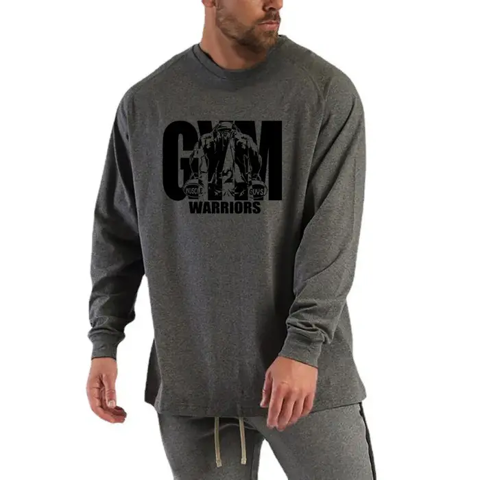 T-shirts à manches longues pour hommes, surdimensionnés, pour course à pied, musculation, vêtements 