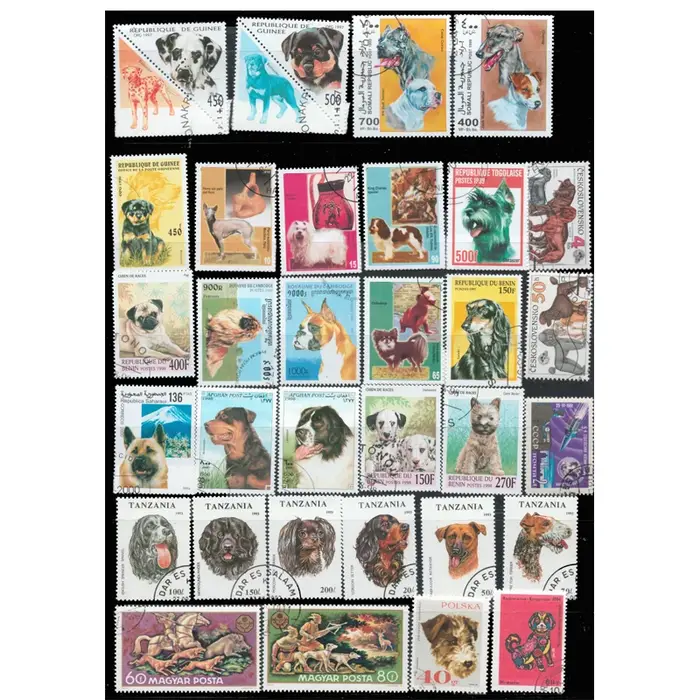 95 pièces/lot de timbres postaux sur le thème des chiens