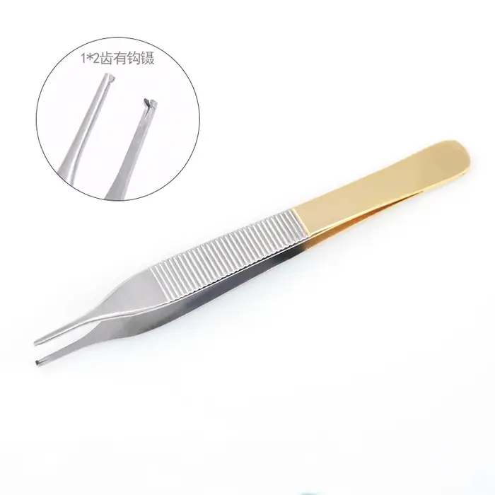 Pincettes médicales de chirurgie plastique outils de beauté pour les paupières double paupières dents et crochets acier inoxydable chrome laiton