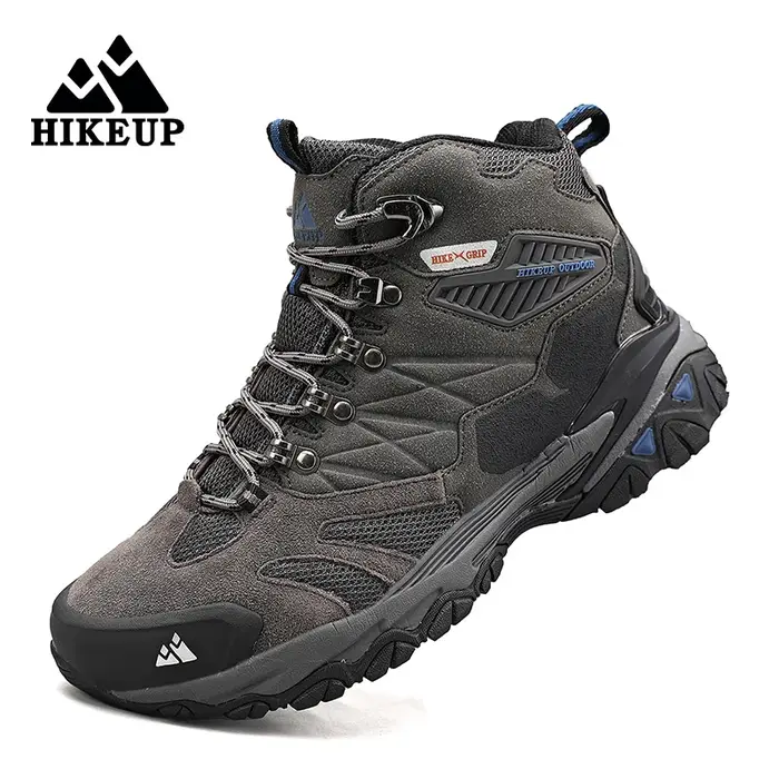 HIKEUP-Bottes de randonnée en daim imperméables pour hommes, chaussures de trekking, bottes militaires Dulskip, haut, ex