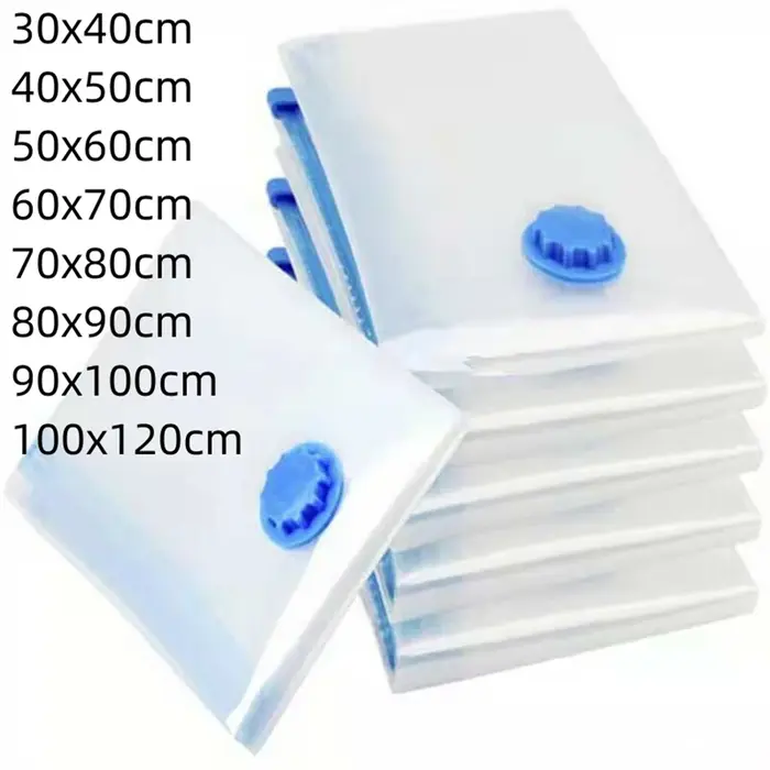 Sac de rangement sous vide pour vêtements, sac sous vide Transparent pliable, compressé, gain de pla