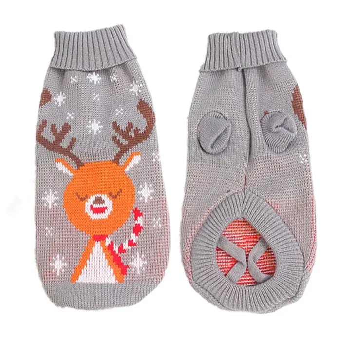Pull de renne de dessin animé mignon pour animaux de compagnie, Costume chaud, pull de noël pour chi