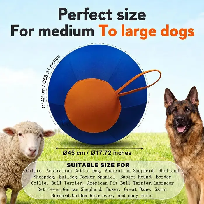Ballon gonflable de 45 cm pour chien, ballon apaisant avec poignée et housse, jouet pour chien pour 
