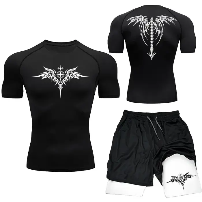 Nouveau MMA boxe Compression ensemble vêtements de Sport pour hommes séchage rapide Shorts de Sport 