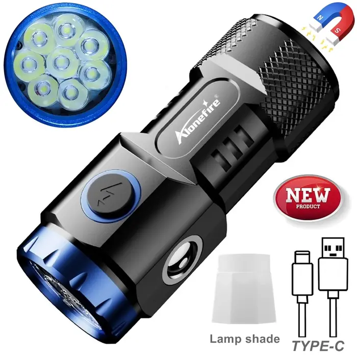 6500k 8x P35 Led haute luminosité Mini paume petite lampe de poche USB charge COB lumière latérale a