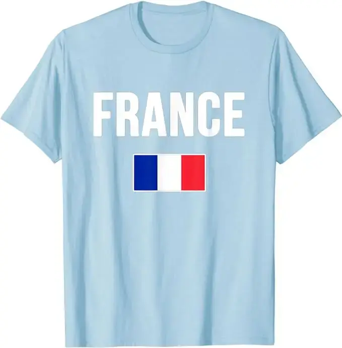 T-shirt de football drapeau France, fierté française, maillot de supporter de l'équipe de France de 