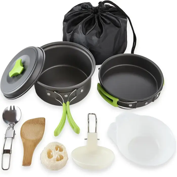 Ensemble d'ustensiles de cuisine de camping légers et portables, casserole et casserole avec sac de 