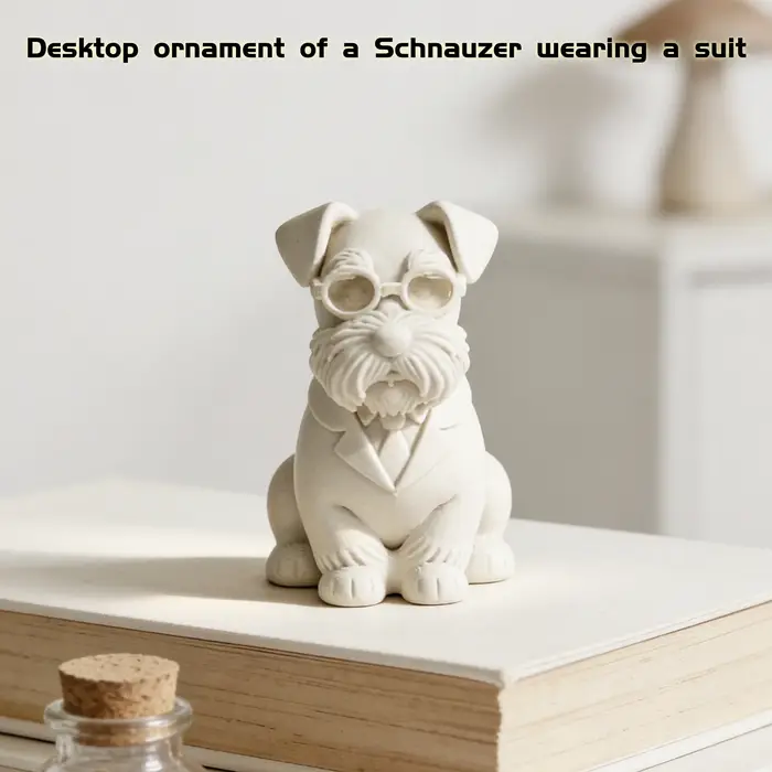 Figurine de Schnauzer mignon en costume