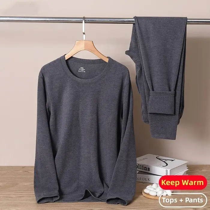 Couple sous-vêtements thermiques ensembles hommes et femmes col rond à manches longues hauts + panta