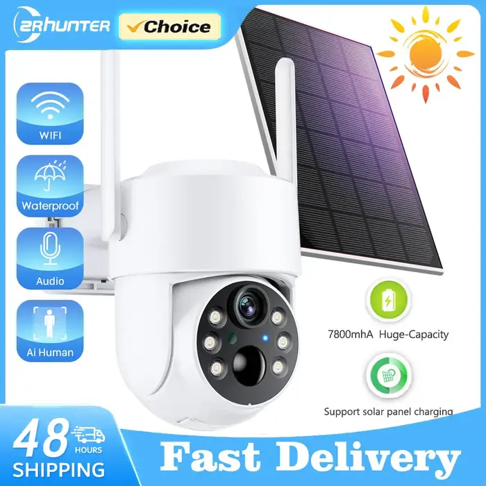 Caméra PTZ WiFi extérieure solaire 4MP batterie intégrée - Surveillance vidéo longue autonomie application iCsee