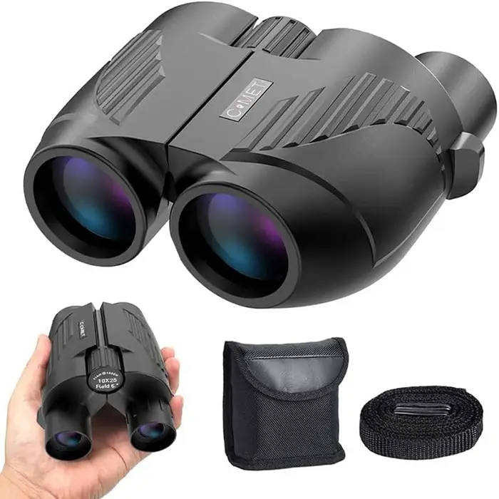 Jumelles compactes 10x25 étanches Bak4 pour adultes et enfants - Focus facile pour observation d'oiseaux et randonnée