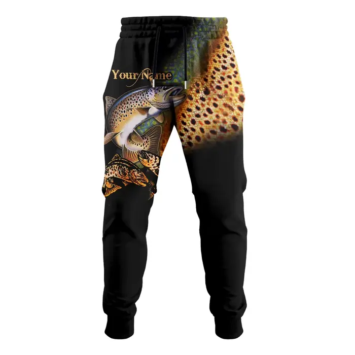 Pantalon jogger pêche personnalisé homme - Pantalon automne impression 3D brochet truite carpe