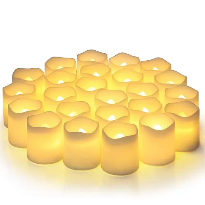 24 pièces/ensemble bougie LED sans flamme souhaitant créatif LED bougie chauffe-plat blanc chaud san
