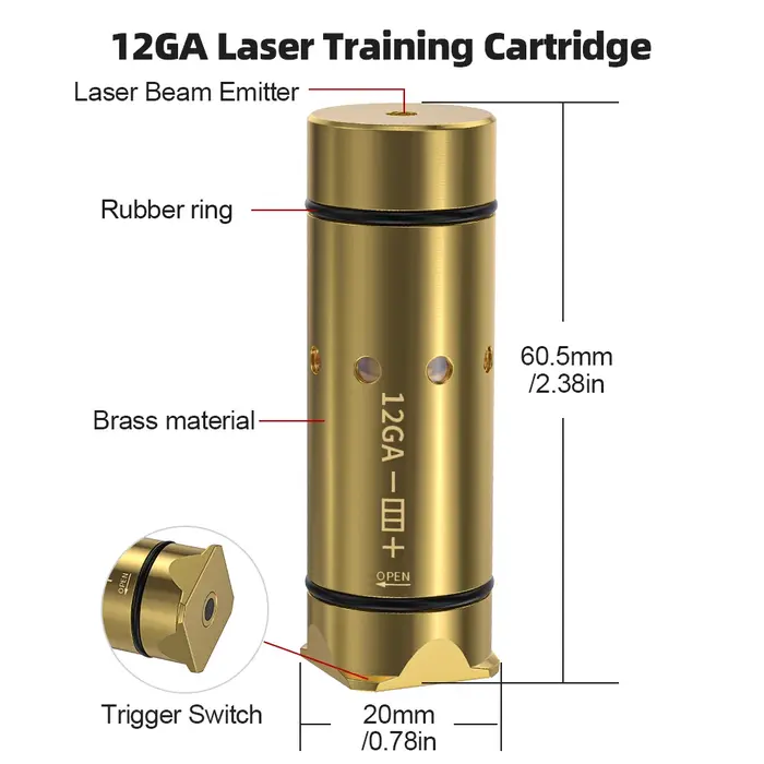 Cartouche d'entraînement Laser à point rouge 12GA